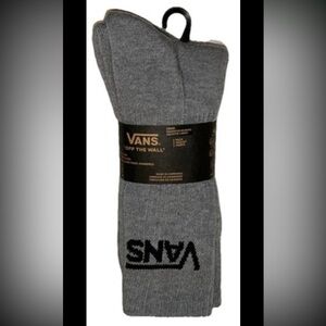 Vans Off The Wall Crew Socks 3 Pair Men 9.5-13 Gray w Black Logo Skate Ride NEW!